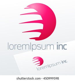 Abstract icon, vector sign, spiral emblem, pink logotype in sphere shape. Logo for Media, Fashion, Cosmetic, Beauty activity