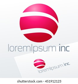 Abstract icon, vector sign, spiral emblem, pink logotype in sphere shape. Logo for Media, Fashion, Cosmetic, Beauty activity