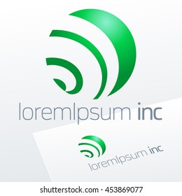 Abstract icon, vector sign, spiral emblem, green logotype in sphere shape for Ecology, Cosmetic, Pharmacy and Medicine activity