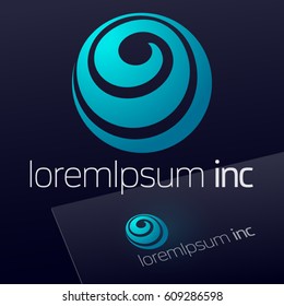 Abstract icon, vector sign, turquoise logotype in sphere shape. Logo for Business, Technology, Corporation.