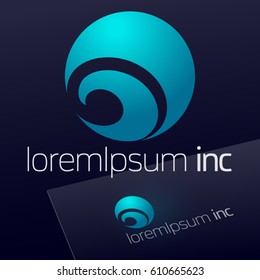 Abstract icon, vector sign, turquoise logotype in sphere shape. Logo for Business, Technology, Corporation.