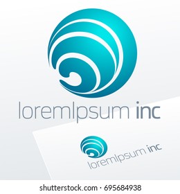 Abstract icon, vector sign, turquoise logotype in sphere shape. Logo for Business, Technology, Corporation.