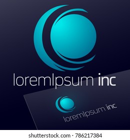 Abstract icon, vector sign, turquoise logotype in sphere shape. Logo for Business, Technology, Corporation.