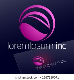 Abstract Icon, Vector Sign, Violet Logotype in Sphere Shape. Bright Logo for Media, Fashion, Cosmetics