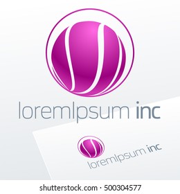 Abstract icon, vector sign, violet logotype in sphere shape. Logo for Media, Fashion, Cosmetic, Beauty activity