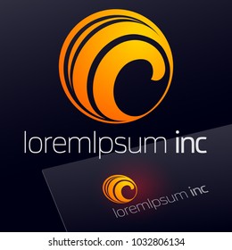 Abstract icon, vector sign, yellow logotype in sphere shape. Logo for Media, Fashion, Cosmetics