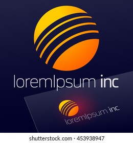Abstract icon, vector sign, yellow logotype in sphere shape. Logo for Business, Technology, Corporation.