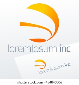 Abstract icon, vector sign, yellow logotype in sphere shape. Logo for Business, Technology, Corporation.