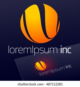 Abstract icon, vector sign, yellow logotype in sphere shape. Logo for Business, Technology, Corporation.