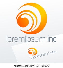 Abstract icon, vector sign, yellow logotype in sphere shape. Logo for Media, Fashion, Cosmetics