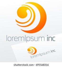 Abstract icon, vector sign, yellow logotype in sphere shape. Logo for Media, Fashion, Cosmetics