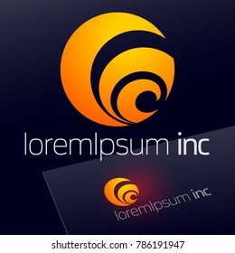 Abstract icon, vector sign, yellow logotype in sphere shape. Logo for Media, Fashion, Cosmetics