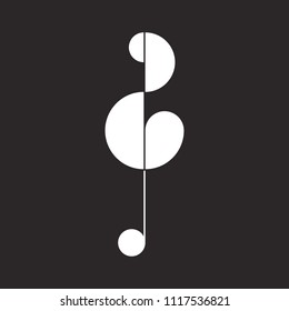 Abstract icon of violin clef, G-clef. Vector illustration