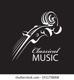 abstract icon of violin with text isolated on black background