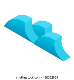 Abstract Icon Water Wave In Cartoon Isometric Style On White Background. Vector Illustration.