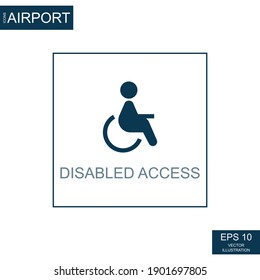 Abstract icon wheelchair on airport theme - Vector illustration