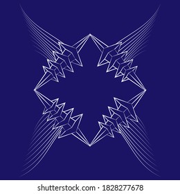 abstract icon with white wings and thorned frame