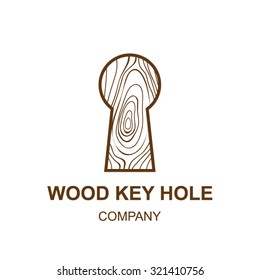 Abstract icon with wooden texture,key hole,Logo design,Vector illustration,concept wood, sign,symbol,icon,Interesting design template for your company logo