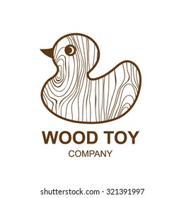 Abstract icon with wooden texture,toy duck,Logo design,Vector illustration,concept wood, sign,symbol,icon,Interesting design template for your company logo