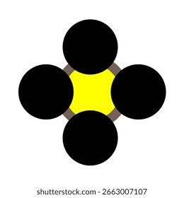 Ícone Abstrato. Forma preta amarela. Figura de quatro círculos. Elemento de símbolo de vetor. EPS 10.
