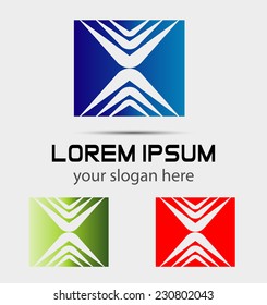 Abstract icons based on the letter X logo,  For hi-tech, medicine, travel