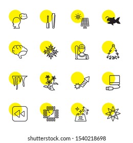 abstract icons. Editable 16 abstract icons. Included icons such as Flower, New Year, Processor, Fast forward, Usb, Fireworks, Flowers, Icicle, Christmas tree. abstract trendy icons for web.