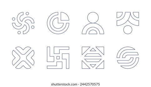 Abstract icons. Editable stroke. Containing abstractshape, abstract, shapes, art.