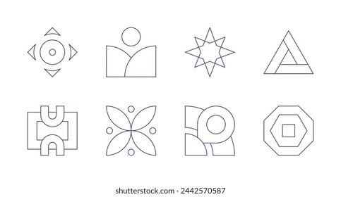 Abstract icons. Editable stroke. Containing abstractshape, abstract, shape.