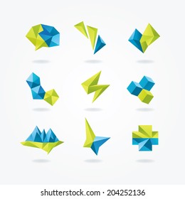 Abstract icons. Geometric crystal logos