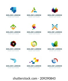 Abstract icons or logotypes design elements business creative symbols vector set