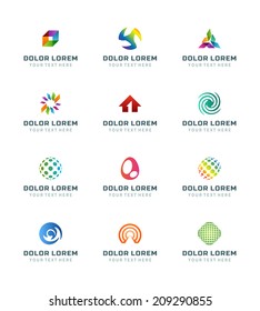 Abstract icons or logotypes design elements business creative symbols vector set