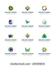 Abstract icons or logotypes design elements business creative symbols vector set