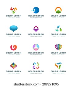 Abstract icons or logotypes design elements business creative symbols vector set