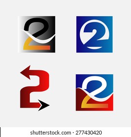 Abstract icons for number 2 logo set vector
