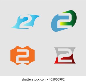 Abstract icons for number 2 logo set
