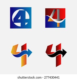 Abstract icons for number 4 logo
