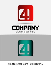 Abstract icons for number 4 logo 