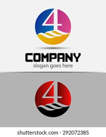 Abstract icons for number 4 logo set
