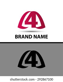 Abstract icons for number 4 logo set
