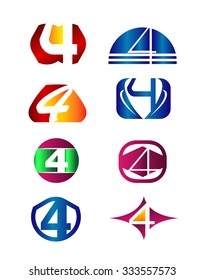 Abstract icons for number 4 logo set
