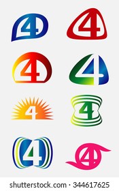 Abstract icons for number 4 logo set
