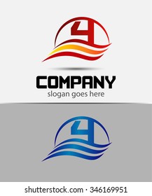 Abstract icons for number 4 logo

