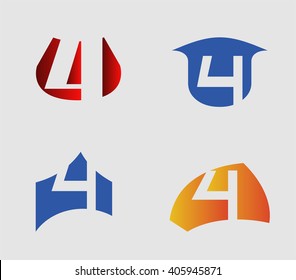 Abstract icons for number 4 logo
