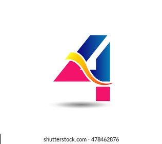 Abstract icons for number 4 logo
