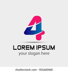 Abstract icons for number 4 logo
