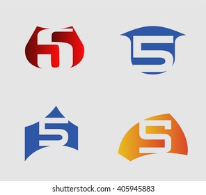 Abstract icons for number 5 logo

