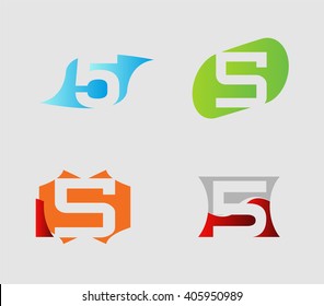 Abstract icons for number 5 logo set
