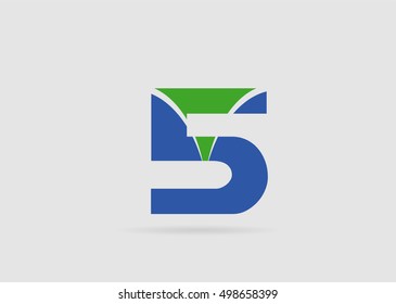 Abstract icons for number 5 logo
