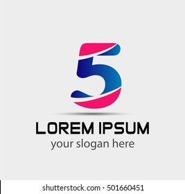Abstract icons for number 5 logo
