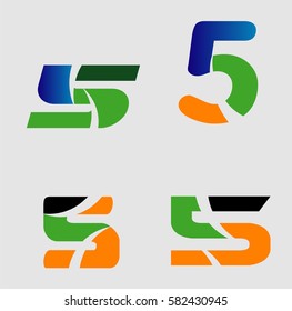 Abstract icons for number 5 logo
